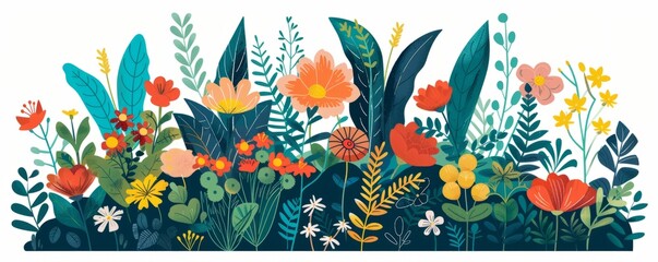 A bio-engineered paradise where flora and fauna thrive in harmony, with genetically modified plants and animals creating a vibrant ecosystem.   illustration.