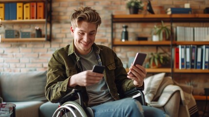 A Man Shopping Online in Wheelchair