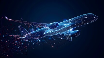 A close up of a plane with a lot of lines and dots