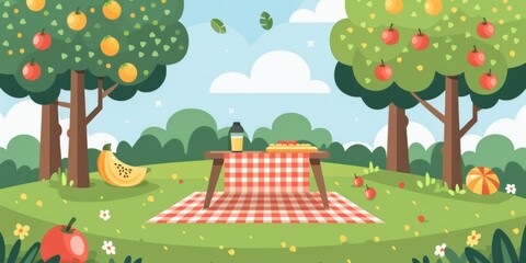 Picnic in flat design illustration