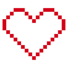 Obraz premium pixel art heart, rendered in a retro 8-bit style. The design captures the nostalgic essence of classic video games, making it perfect for use in digital projects The vibrant and minimalist style adds 