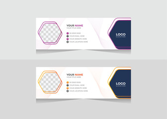 corporate modern red color gradient email signature shape design template. business promotion and promotional professional e-signature vector illustrator design idea. standard email design