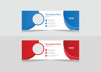 corporate modern red color gradient email signature shape design template. business promotion and promotional professional e-signature vector illustrator design idea. standard email design