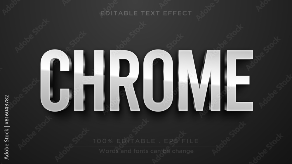 Fototapete chrome editable text effect. metallic text mockup template