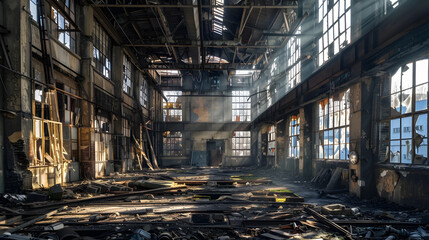 ruins of a very heavily polluted industrial factory place was known as one of the most polluted towns in Europe : Generative AI