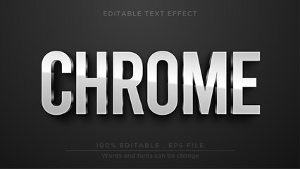 Chrome editable text effect. Metallic text mockup template