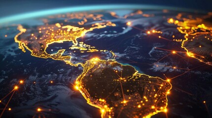 A globe with a network of lights on it