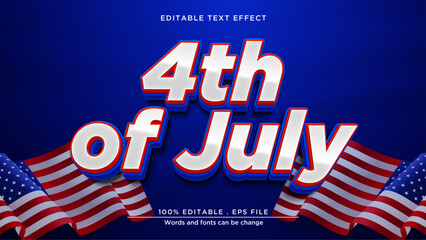 Independence day of america text style. 4th of july editable text effect