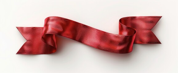 Clipping Path Of Ribbon Banner, Red Labels Tag, Red Ribbon Isolated On White Background, Birthday Background