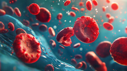 Blood cell abnormalities render of streaming blood 3d render Healthy concept