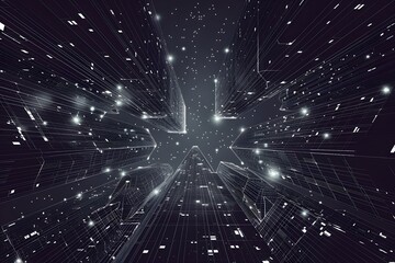 Naklejka premium Dark background with white lines and stars