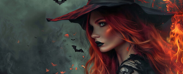 portrait of a woman, scary Halloween concept