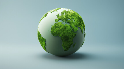 Stylized earth globe with green continents on a plain background, symbolizing, global, environment, conciousness.