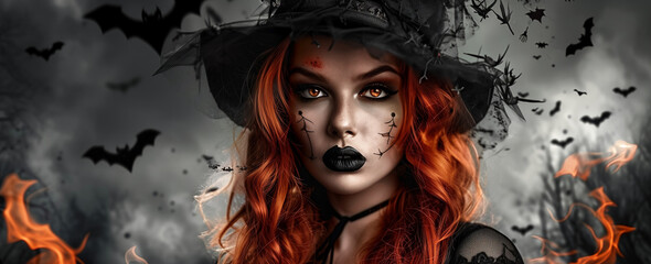 portrait of a woman, scary Halloween concept