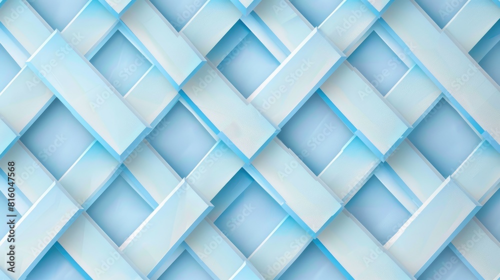 Wall mural geometric seamless pattern with square grid in light blue color