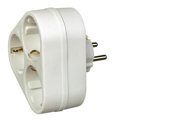 Side view of a three-prong socket adapter with grounding