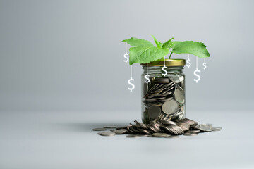 Investment and saving funds increasing rate concept, financial market growth and development...