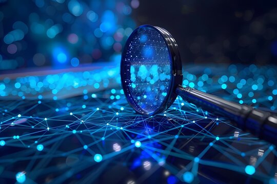 A magnifying glass with a bitcoin on it