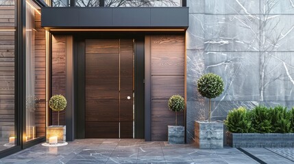 Obraz premium A beautiful modern front door creates a good impression of the house before entering the apartment