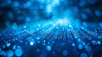 Abstract technology background with fiber optic network connections, hyper fast broadband for global data transfer