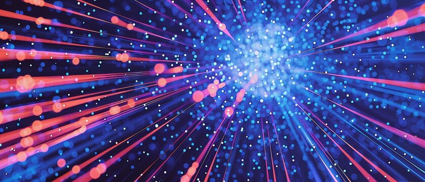 Abstract technology theme with fiber optic network connections, showcasing hyper fast broadband for global data transfer