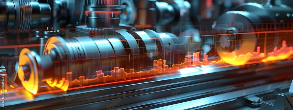 Poster frequency spectrum of machinery a comprehensive d rendered spectrogram visualization