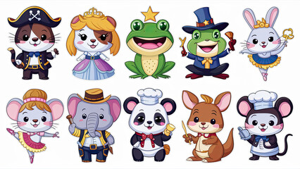 A collection of adorable cartoon animal stickers