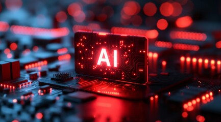 AI logo on top of an advanced circuit board