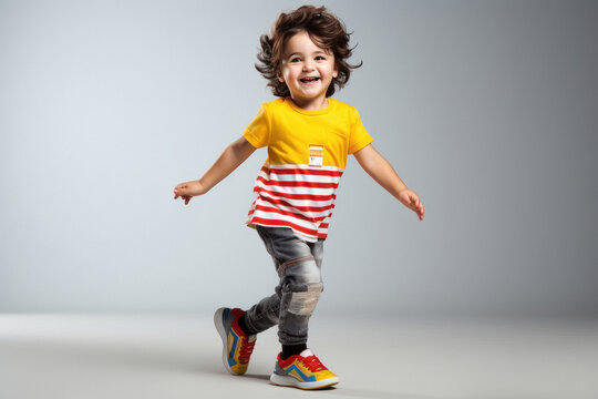 happy Boy in red and yellow T-shirt