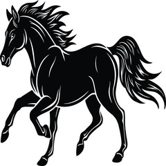 Horse silhouette vector, on white background
