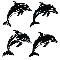Obraz premium dolphin, jumping, silhouette
