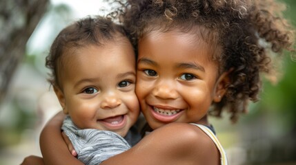 Fototapeta premium Sibling Love in a Sunshine