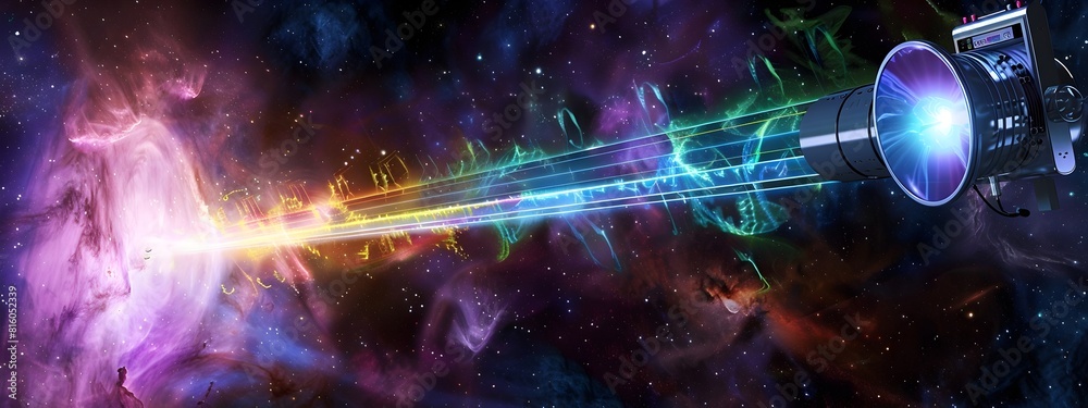 Poster precise spectrometer measuring light frequency from a distant celestial object