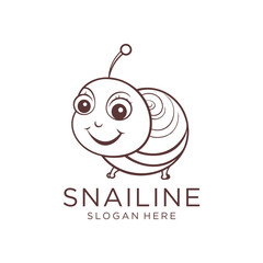 Snail line art logo vector illustration