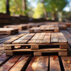 Fototapeta premium wooden pallets in warehouse