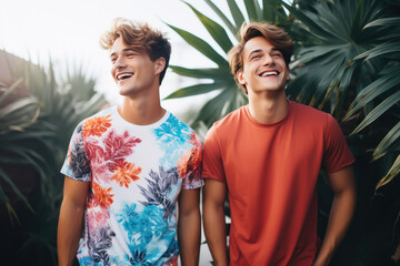 Two stylish men in t shirt