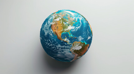 Fototapeta premium Blue planet earth isolated on white background. Clipping path. Planet Earth with clouds, Europe and part of Asia and Africal. planet Earth in galaxy space. Planet Earth in space with night and city. 