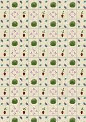 abstract pattern with leaves and flowers