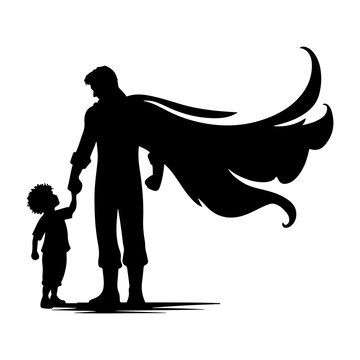 recommend clip art: silhouette father hero concept for father's day
