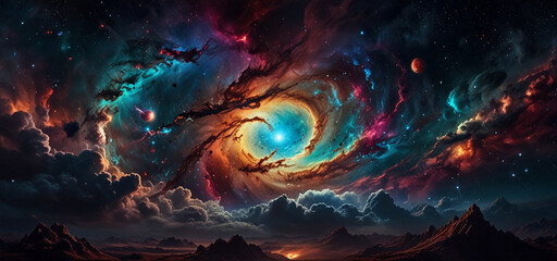 Colorful space nebula. Stary night background wallpaper