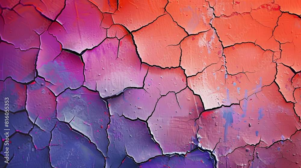 Leinwandbilder old painted cracked concrete wall texture abstract background colorful pattern : generative ai