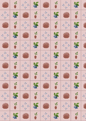 abstract pattern with leaves and flowers