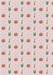 abstract pattern with leaves and flowers