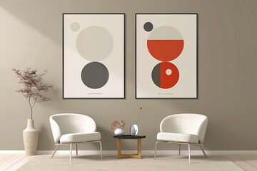 Interior Design - Small Potted Cactus and Art Necklace. Beautiful simple AI generated image in 4K, unique.