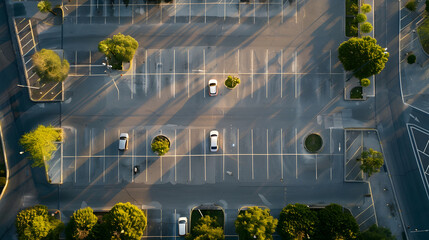 Aerial view of empty parking lots in Italy Drone photography : Generative AI