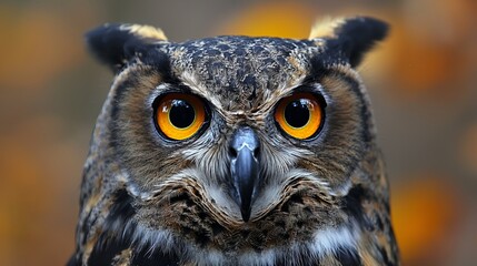 Obraz premium Owl headshot with closeup of face created by ai