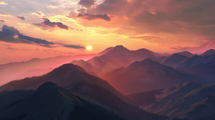 Naklejka premium sunset in the mountains