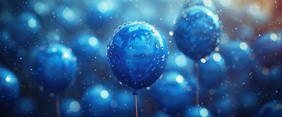 Blue Balloon Frame Isolated Background, Birthday Background