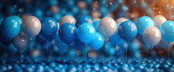 Blue Balloon Frame Isolated Background, Birthday Background
