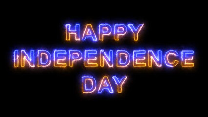 Happy Independence Day 4th of July Neon Text Borders Outline Loop Background. USA Independence Day Celebration Holiday. United States of America National Holiday Event. Neon 4K. - Powered by Adobe